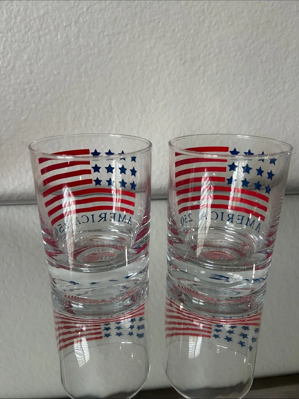 America 250 drinking glasses, Stars and Stripes, set of 2, NEW